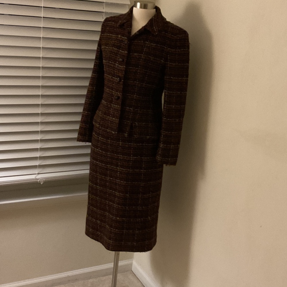 Kasper Brown Tweed Skirt Suit